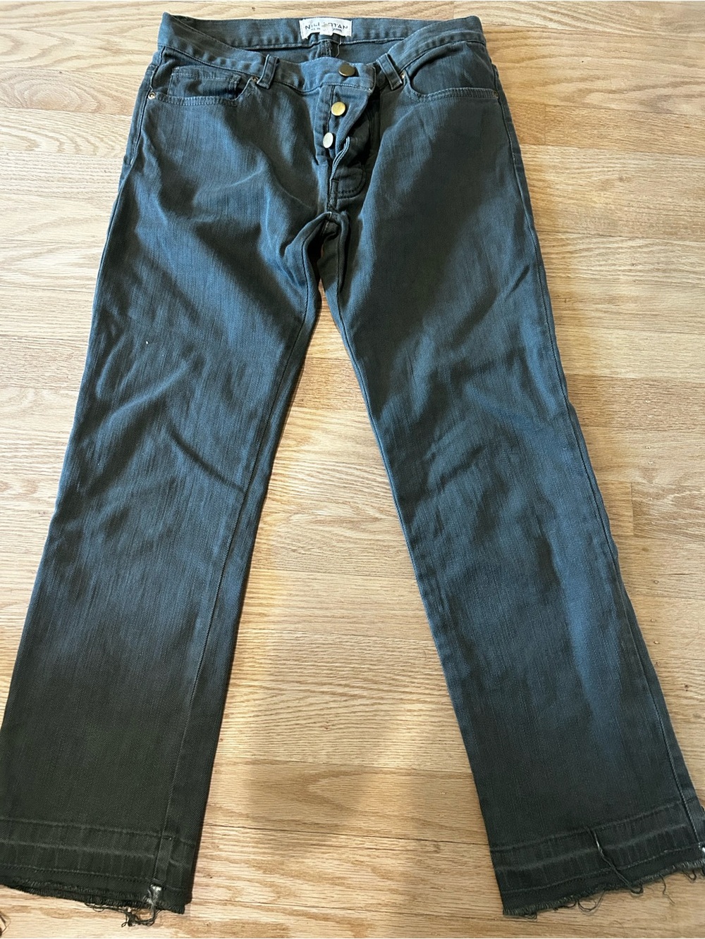 Nili Lotan Dark Slate Green Straight Jeans